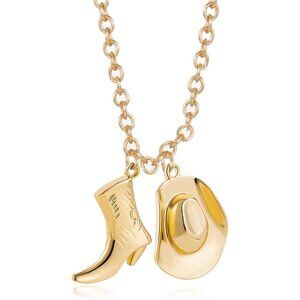 YANCHUN Necklace for Women Gold Charm Cowgirl Hat & Boots Western Jewelry Gift